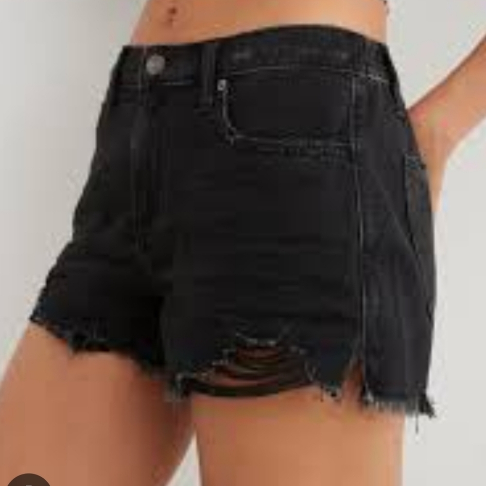 Aerie Black Ripped Jean Shorts
